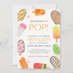 Färgfull Popsicle, sommarbabyskabb Inbjudan