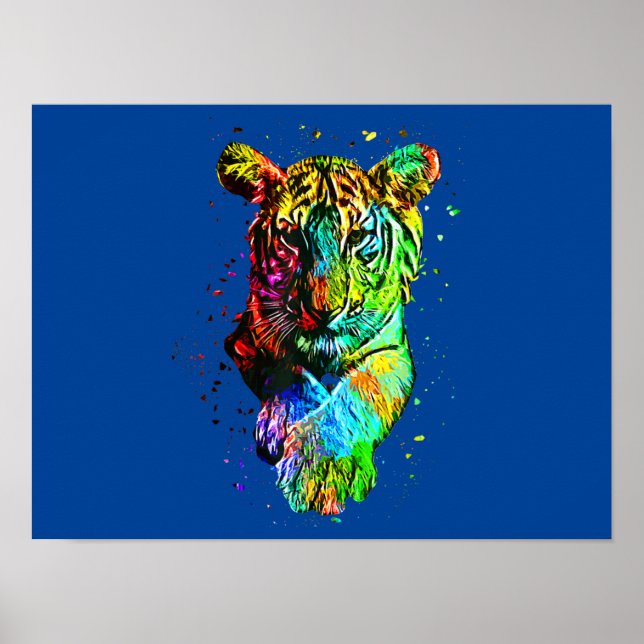 Färgfull popup-tiger poster (Framsidan)