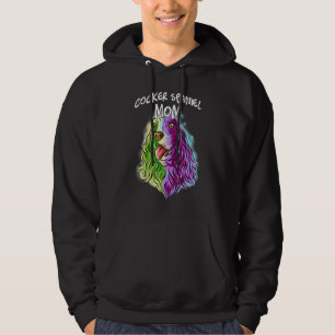 Färgfull Porträtt Cocker spanel Hund Mamma Mor Hoodie