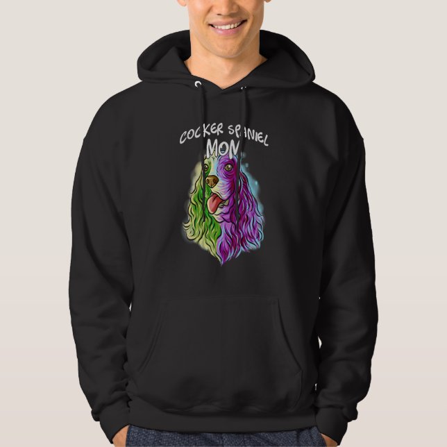 Färgfull Porträtt Cocker spanel Hund Mamma Mor Hoodie (Framsida)