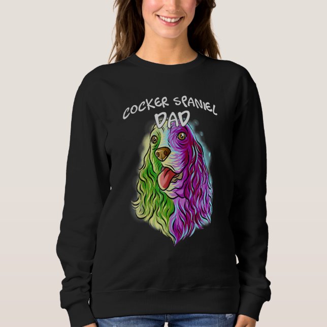 Färgfull Porträtt Cocker spanel Hund Pappa Far T Shirt (Framsida)