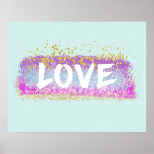 Färgfull Poster i glitter Kärlek
