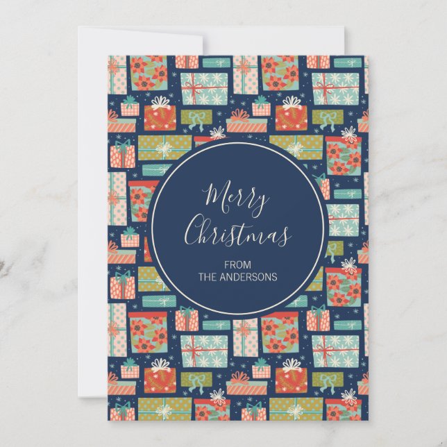 Färgfull presentationsruta för Retro-julklapp Julkort (Framsida)