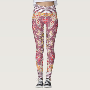 Färgfull prydnadsdocka: Symmetric Snöre Mönster Leggings