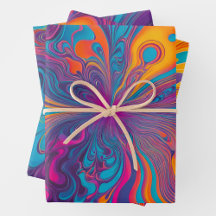 Färgfull Psychedelia Art Wrapping Papper Lakan