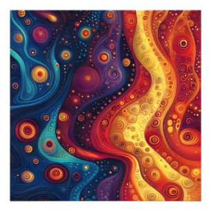 Färgfull Psychedelic Abstrakt Art Fototryck