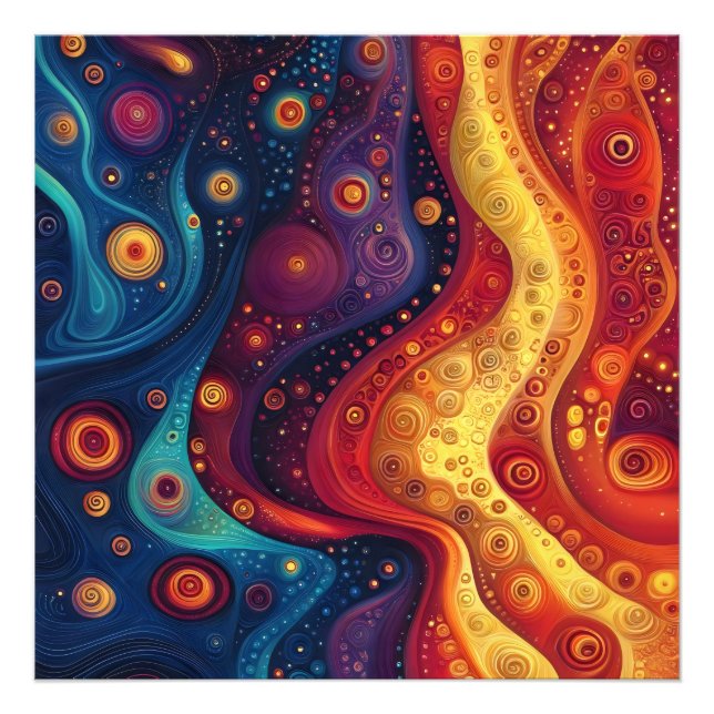 Färgfull Psychedelic Abstrakt Art Fototryck (Framsidan)