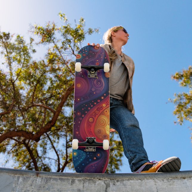 Färgfull Psychedelic Abstrakt Art Mini Skateboard Bräda 18,5 Cm (Utomhus 1)