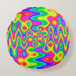 Färgfull Psychedelic Art Round Pillow Rund Kudde