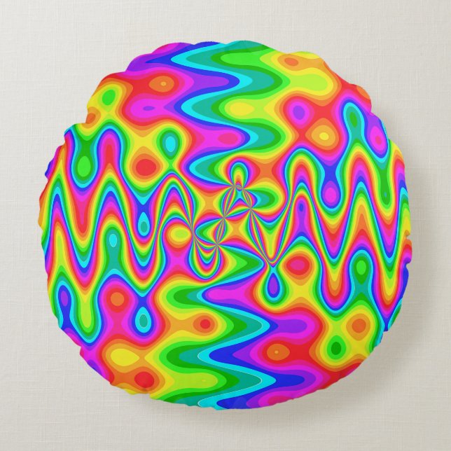 Färgfull Psychedelic Art Round Pillow Rund Kudde (Framsidan)