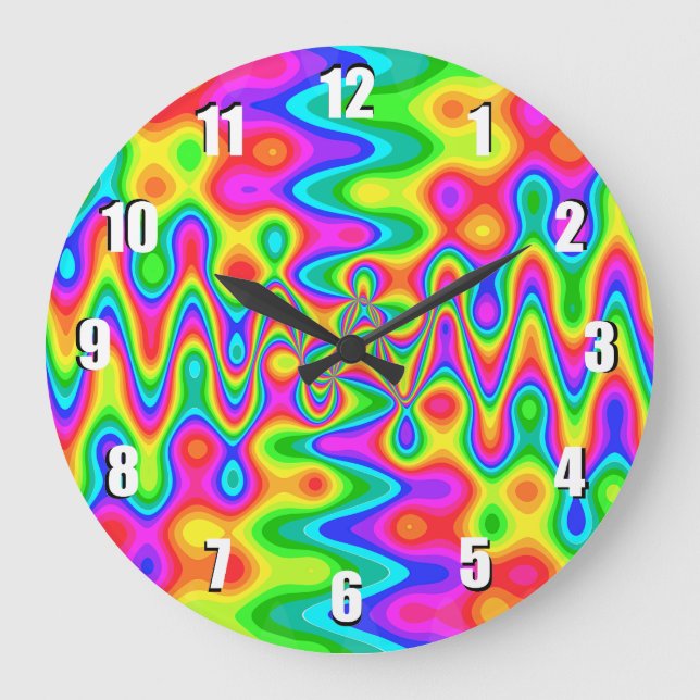 Färgfull Psychedelic Art Wall Clock Stor Klocka (Framsida)