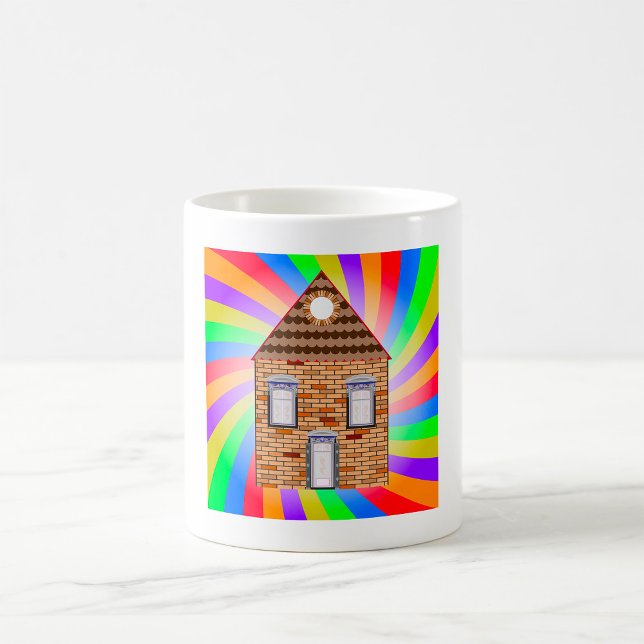 Färgfull Psychedelic Brick House Rainbow Design Kaffemugg (Skapare uppladdad)
