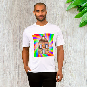 Färgfull Psychedelic Brick House Rainbow Design T Shirt
