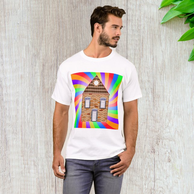 Färgfull Psychedelic Brick House Rainbow Design T Shirt (Skapare uppladdad)