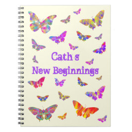 Färgfull Psychedelic Butterfly Art Cath Add Namn Anteckningsbok