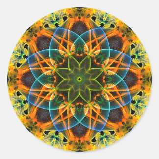 Färgfull Psychedelic Dreamy Mandala Stickers Runt Klistermärke