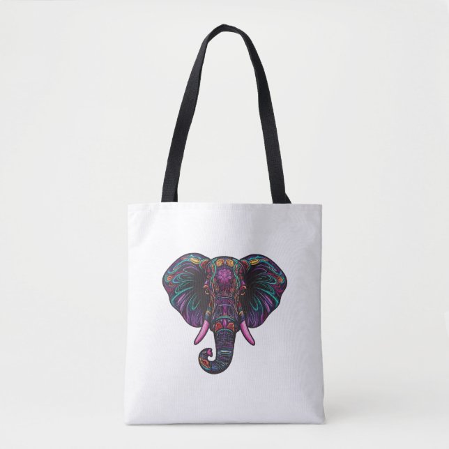 Färgfull Psychedelic Elephant Tygkasse (Framsida)