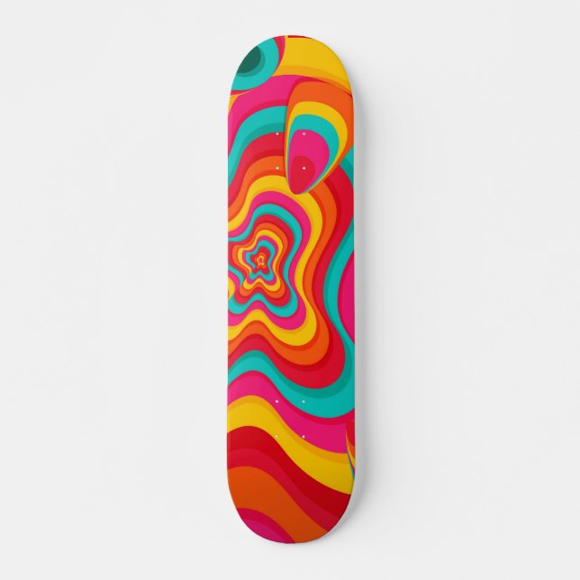 Färgfull Psychedelic Groovy mönster Mini Skateboard Bräda 18,5 Cm (Framsida)
