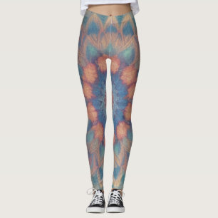 Färgfull Psychedelic Kaleidoscopic Symmetrical Leggings