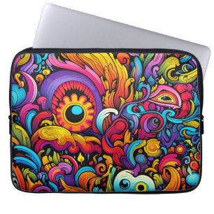 Färgfull Psychedelic Mönster Laptop Fodral