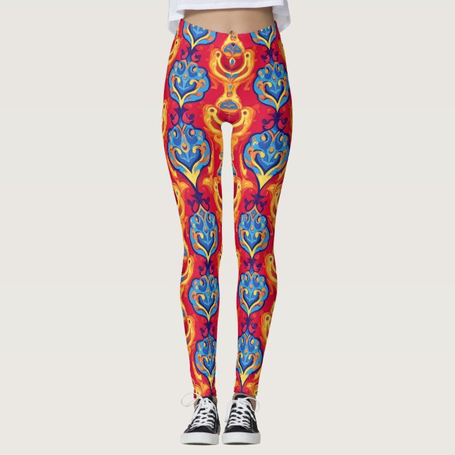 Färgfull Psychedelic Mönster Leggings (Framsida)