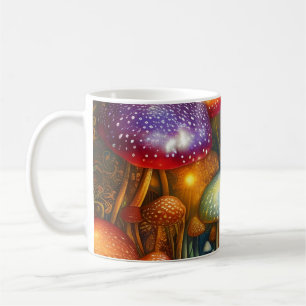 Färgfull Psychedelic Mushroom-skog Kaffemugg