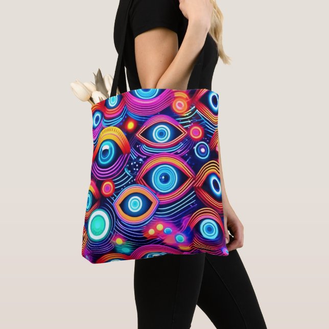 Färgfull Psychedelic Öga Mönster Tygkasse (Närbild)