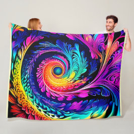 Färgfull Psychedelic Spiral Art Fleecefilt