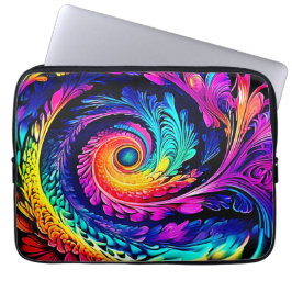 Färgfull Psychedelic Spiral Art Laptop Fodral
