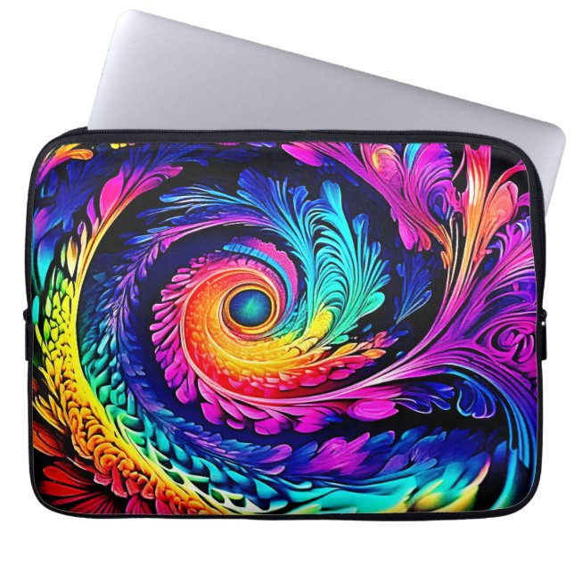 Färgfull Psychedelic Spiral Art Laptop Fodral (Framsidan)
