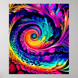 Färgfull Psychedelic Spiral Art Poster