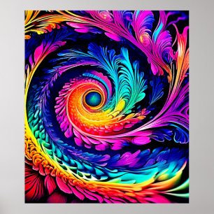 Färgfull Psychedelic Spiral Art Poster