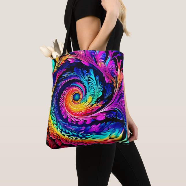 Färgfull Psychedelic Spiral Art Tygkasse (Närbild)