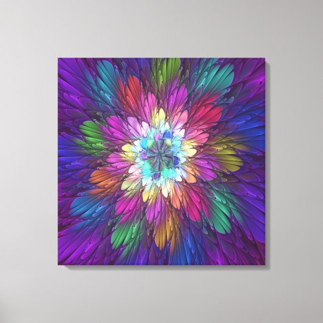 Färgfull Psykedelisk Abstrakt Fractal Art Canvastryck (Framsida)