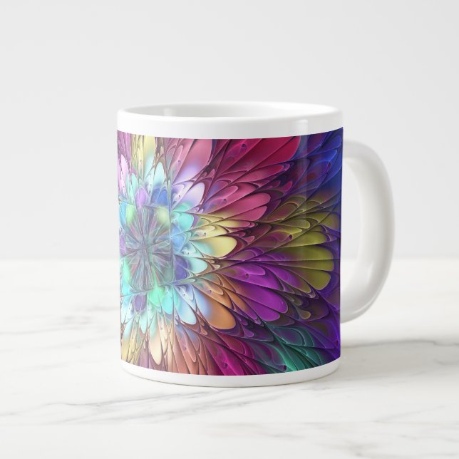 Färgfull Psykedelisk Abstrakt Fractal Art Jumbo Mugg (Framsida höger)