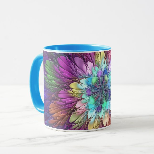 Färgfull Psykedelisk Abstrakt Fractal Art Mugg (Framsida vänster)