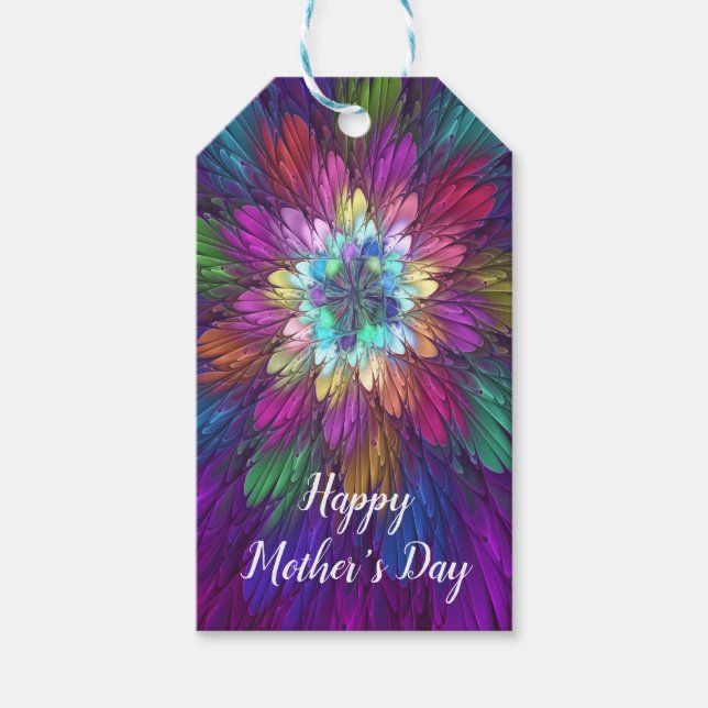 Färgfull Psykedelisk Abstrakt Fractal Art Presentetikett (Framsidan)