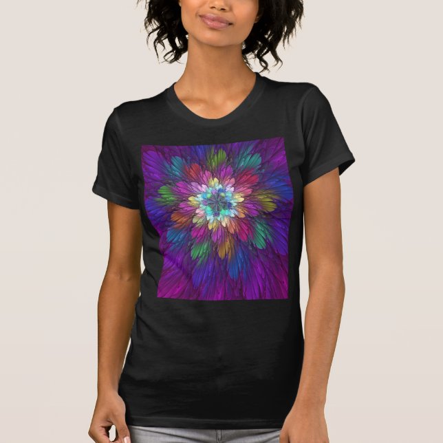 Färgfull Psykedelisk Abstrakt Fractal Art T Shirt (Framsida)