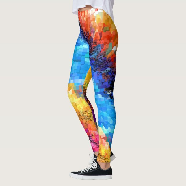 Färgfull Psykedelisk Abstrakt Leggings (Vänster)