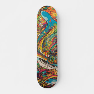 Färgfull psykedelisk design mini skateboard bräda 18,5 cm