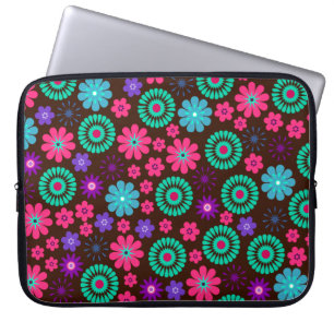 Färgfull Psykedelisk Funky Flower Mönster Laptop Fodral