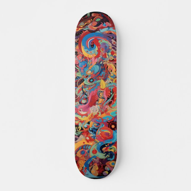 Färgfull psykedelisk konst mini skateboard bräda 18,5 cm (Framsida)
