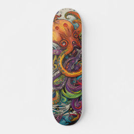 Färgfull psykedelisk Octopus Mini Skateboard Bräda 18,5 Cm