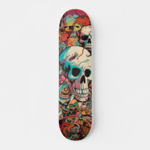 Färgfull psykedelisk skalle mini skateboard bräda 18,5 cm