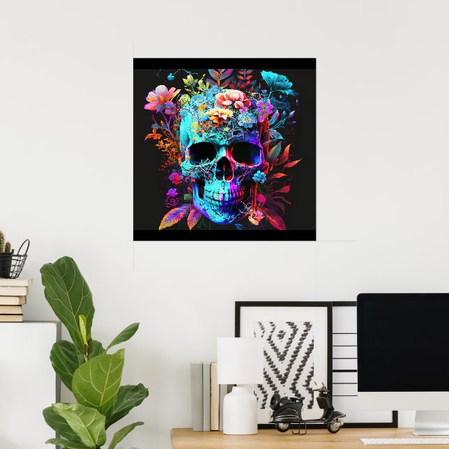 Färgfull Psykedelisk Skullskal Poster väggdekorati (Hemmakontoret)