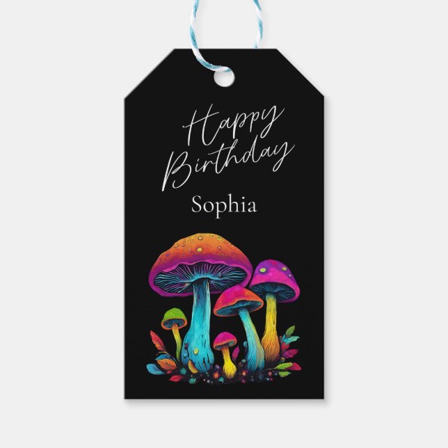 Färgfull Psykedelisk svampar-Gift-Märkre Presentetikett (Framsidan)