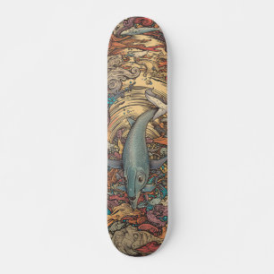 Färgfull psykedelisk val mini skateboard bräda 18,5 cm