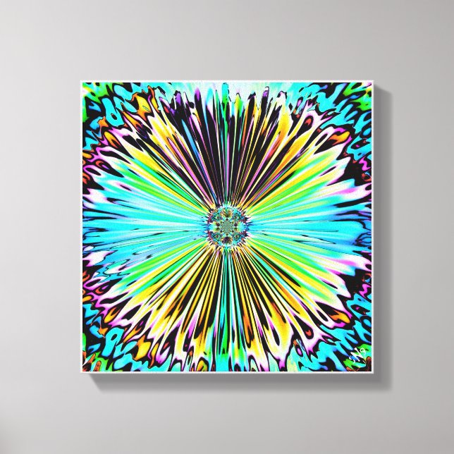 Färgfull psykodelisk skiss av blomma 2 canvastryck (Framsida)
