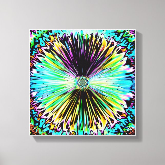 Färgfull psykodelisk skiss av en blomma 3 canvastryck (Framsida)