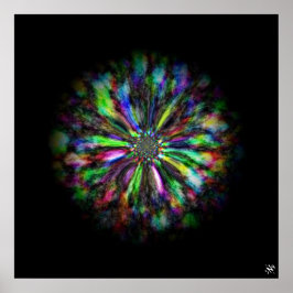 Färgfull psykodelisk skiss av en blomma poster